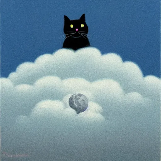 Prompt: black cat in the clouds by Quint Buchholz