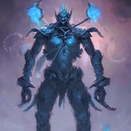 Image similar to blue humanoid crabman warrior, fantasy game art by greg rutkowski, fantasy rpg, league of legends