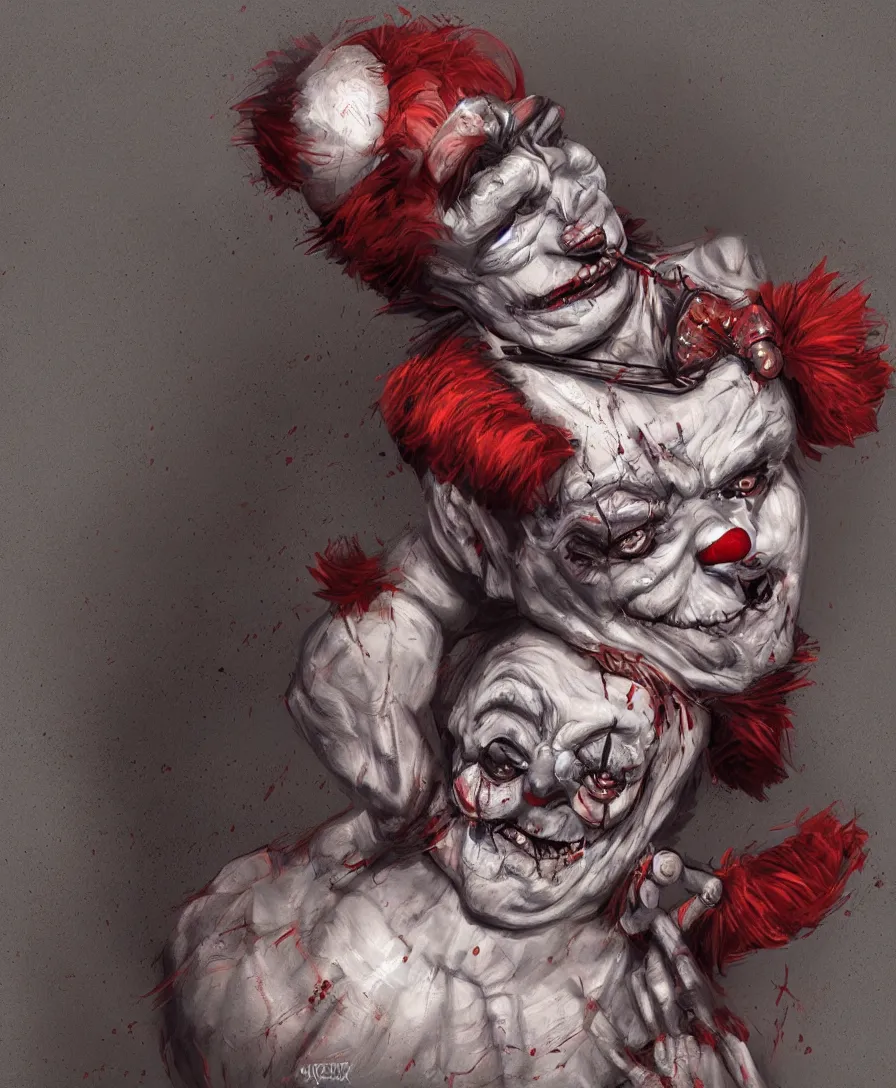 Prompt: Dead clown, circus, artstation, concept art, illustration, by Alfredo Rodriguez
