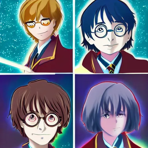 Prompt: harry potter, anime style, bright colors, detailed