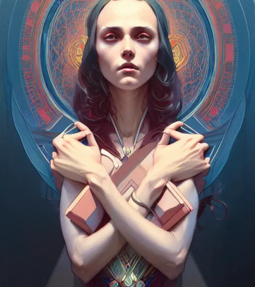 Image similar to symmetry ( wanda maximoff ) ultra detailed, intricate, dynamic lighting, digital art, digital painting, art station, wlop, sharp focus, illustration, art by artgerm and greg rutkowski and alphonse mucha