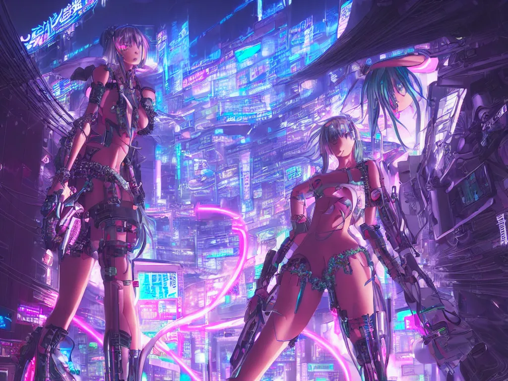 Image similar to anime key visual futuristic cyber warrior girl, on cyberpunk neon light tokyo rooftop, ssci - fi and fantasy, intricate and very beautiful, highly detailed and digital painting, concept art, smooth, illustration, art by l taekwon kim / a - rang style, luxearte and rossdraws and liya nikorov and rongzhen luo