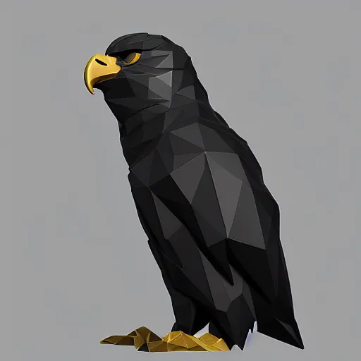 Image similar to 2 dimensional, vector, low poly, crystal eagle icon, black background, cgsociety, artstation, octane render