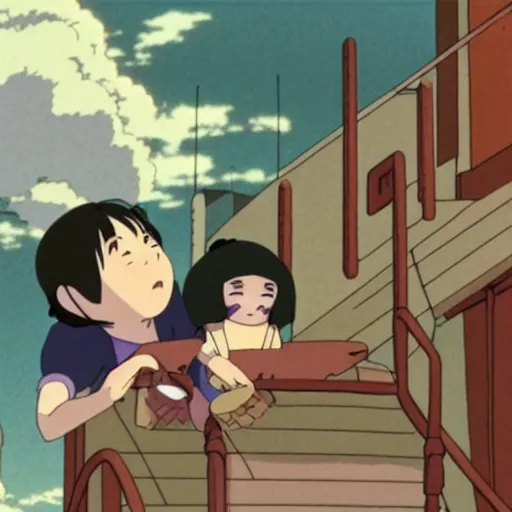 Prompt: still from studio ghibli spirited away, animated movie, nauusica valley of the wind