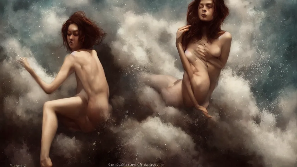 Prompt: Falling in again by Stanley Artgerm and Tom Bagshaw, oil on canvas