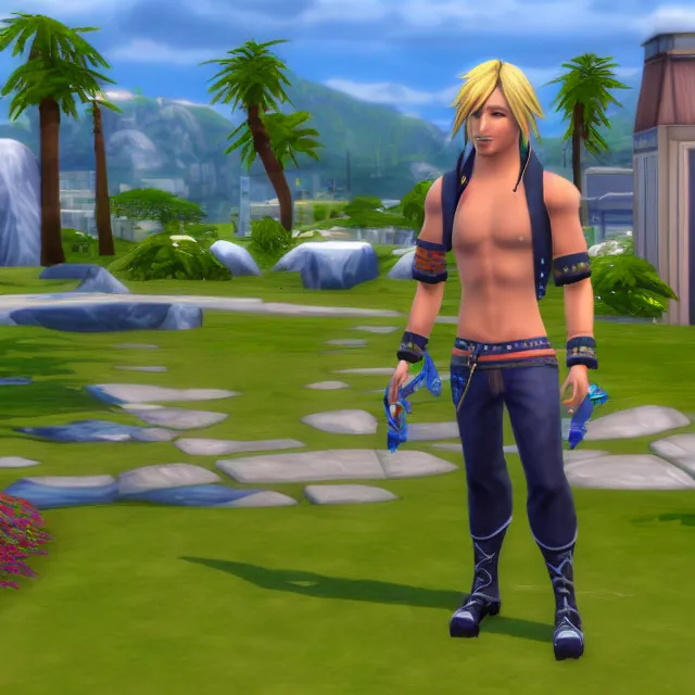 Image similar to Tidus from Final Fantasy X in The Sims 4,