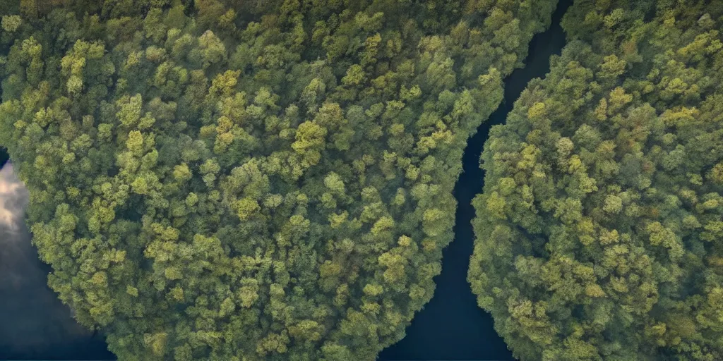 Image similar to a very high resolution image from a new movie, upside - down and criss - cross river, beautiful scenery, photorealistic, photography, directed by wes anderson