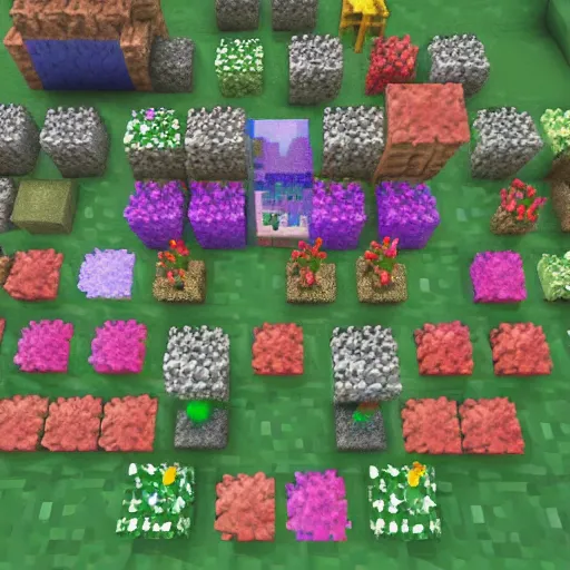 Prompt: minecraft warden beam of flowers