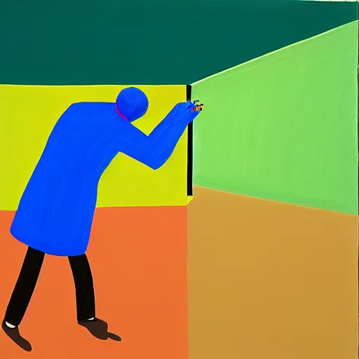 Image similar to painting of an invisible man, by hockney