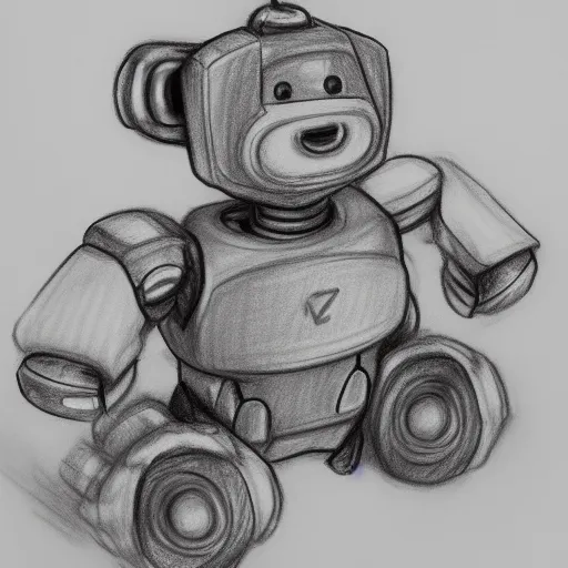 Image similar to a drawing of a robot with a teddy bear sitting on top of it, concept art by Kanbun Master, pixiv, furry art, concept art, toonami, sketchfab