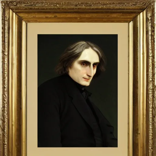 Prompt: portrait of franz liszt in the style of lord frederick leighton, oil on canvas, 1 8 8 6