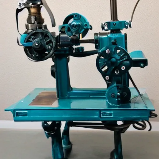 Image similar to complex and detailed industrial machine. Dark teal and magenta.