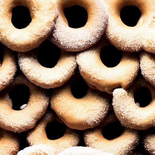 Prompt: up close macro shot of donuts that are topped with Shar-Pei dogs, award winning photo, studio lighting