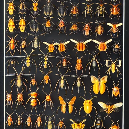 Image similar to vivid, grotesque collection of insects and birds