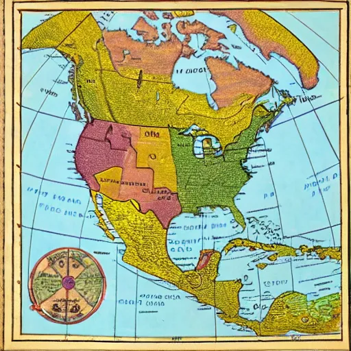 Prompt: a map of north america, labeled