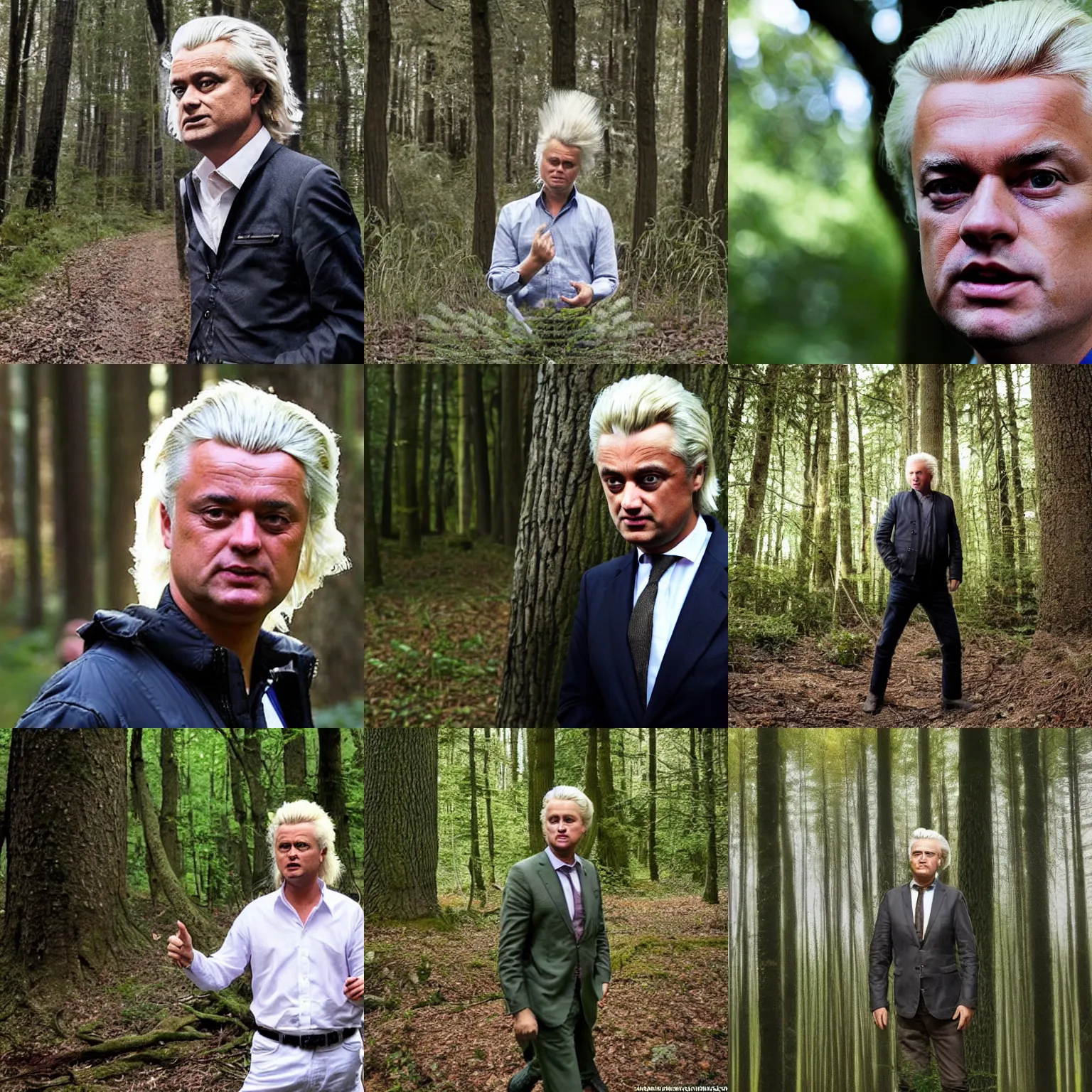 Prompt: geert wilders as nature creature, in the woods