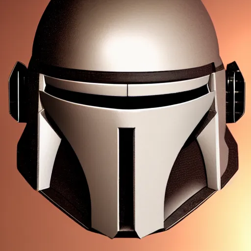 Prompt: a new design for mandalorian helmets. 3 d render.