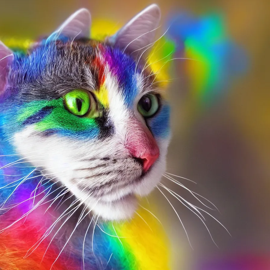 Image similar to a Rainbow cat ready to catch a mouse, ultra realistic, 8K