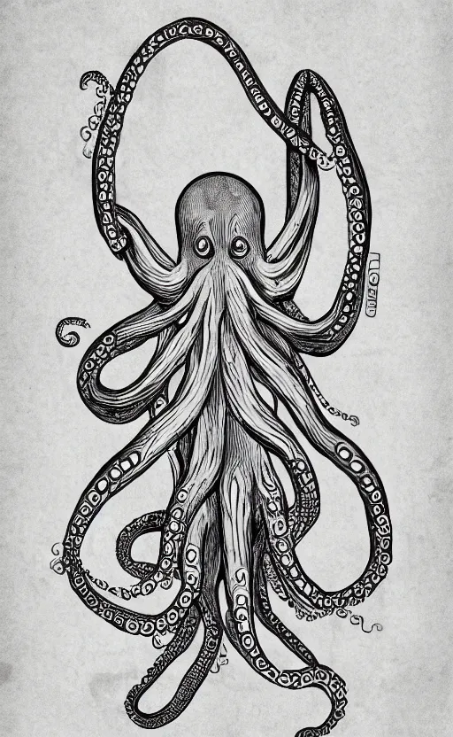 Image similar to highly detailed illustration of octopus holding hamburger, poster, symmetrical, 8 k, trending