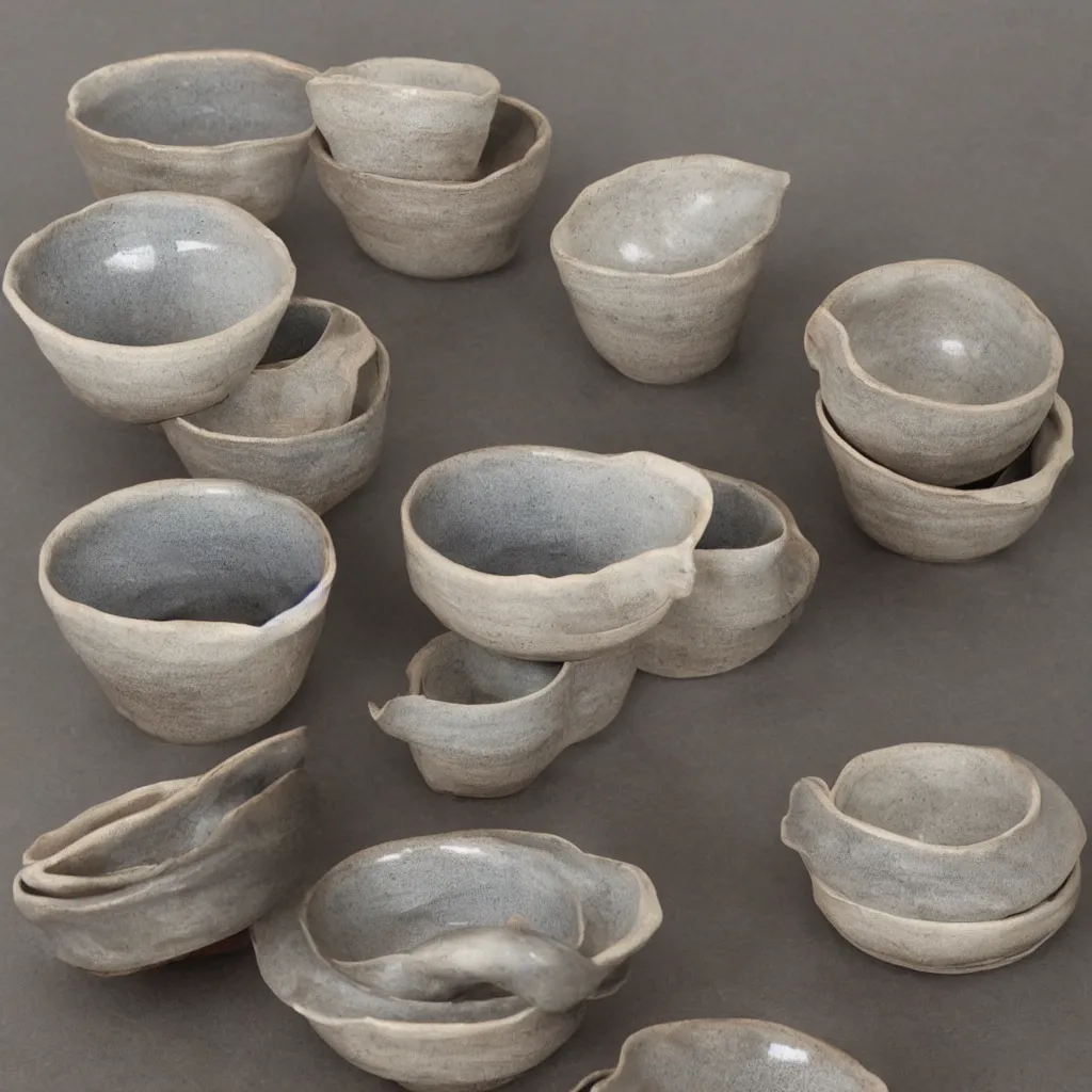 Image similar to wabi - sabi ceramic set on, wheel - thrown