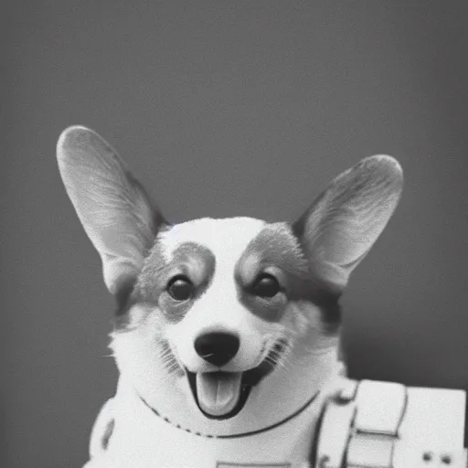 Prompt: corgi cosmonaut, vintage photo, film grain