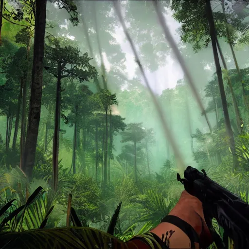 Image similar to A forest in the style of Far Cry 3