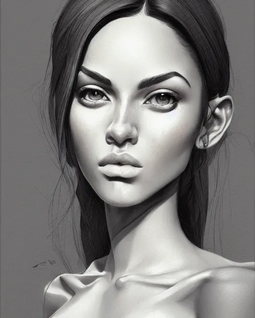 Prompt: a beautiful hyperrealistic Sara Orrego portrait and body in pencil from a photo, by Peter Mohrbacher, technical drawing, blueprint diagram, trending on artstation