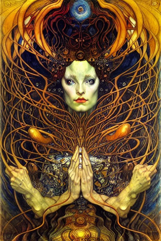 Image similar to Divine Chaos Engine by Karol Bak, Jean Delville, William Blake, Gustav Klimt, and Vincent Van Gogh, symbolist, visionary