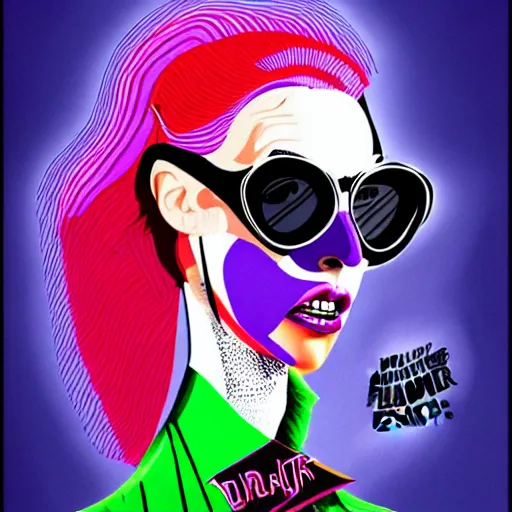 Image similar to graphic illustration, creative design, lady gaga as willy wonka, biopunk, francis bacon, highly detailed, hunter s thompson, concept art