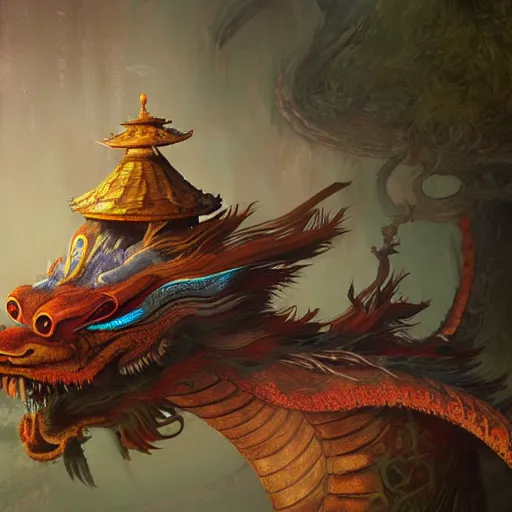 Prompt: brother grimms fairytale pagoda chinese dragon digital art, irina french, heraldo ortega, mandy jurgens trending on artstation 8 k 1 5 0 mpx
