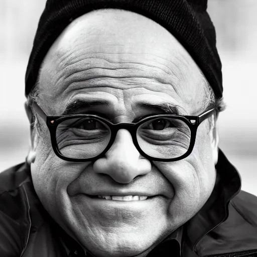 Prompt: Danny Devito portrait, XF IQ4, f/1.4, ISO 200, 1/160s, 8K, Sense of Depth, color and contrast corrected, Nvidia AI, Dolby Vision, in-frame