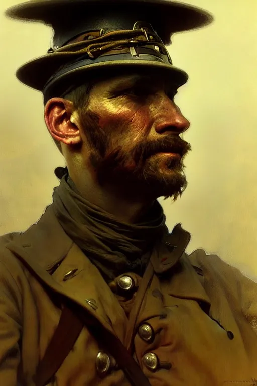 Prompt: hyperrealist portrait of a civil war soldier by jeremy mann and alphonse mucha, fantasy art, photo realistic, dynamic lighting, artstation, poster, volumetric lighting, very detailed faces, 4 k, award winning