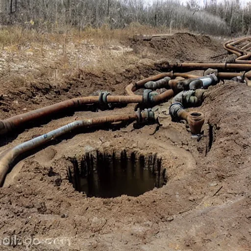 Image similar to underground mine with rusty pipes