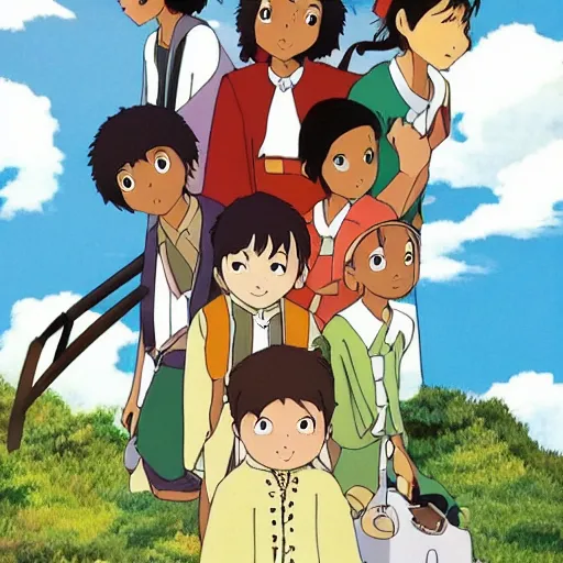 Prompt: somali friends, studio ghibli