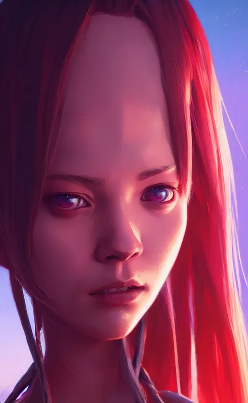 Image similar to highly detailed portrait of zero two in gta v, stephen bliss, unreal engine, fantasy art by greg rutkowski, loish, rhads, ferdinand knab, makoto shinkai and lois van baarle, ilya kuvshinov, rossdraws, tom bagshaw, global illumination, radiant light, detailed and intricate environment