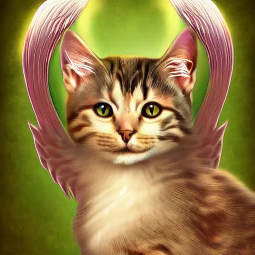 Image similar to cat with angel wings, digital art, trending