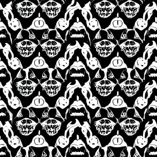 Prompt: separated anime skulls pattern, vector art, half - tones, 8 0 s style