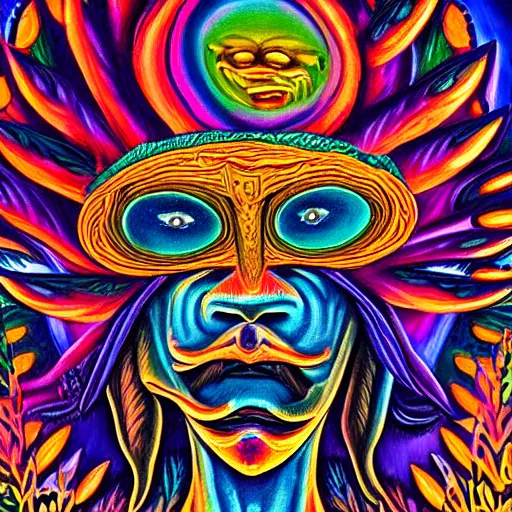Prompt: a psychedelic DMT entity deity creature, visionary art painting, 8k