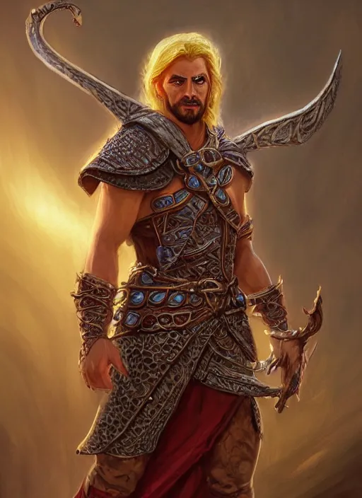 Image similar to arabian human male, ultra detailed fantasy, dndbeyond, bright, colourful, realistic, dnd character portrait, full body, pathfinder, pinterest, art by ralph horsley, dnd, rpg, lotr game design fanart by concept art, behance hd, artstation, deviantart, hdr render in unreal engine 5