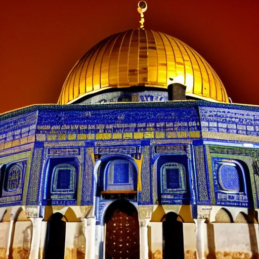 Image similar to dome of the rock, by professional photographer, night sky