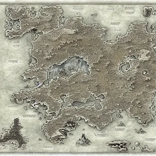 Prompt: intricate map of a fantasy world