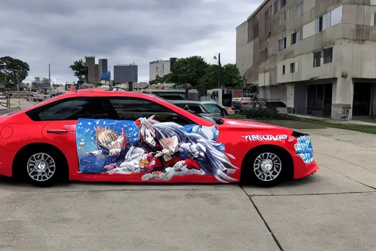 Image similar to trump-anime-car-wrap, side shot