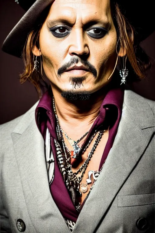 Image similar to Johnny Depp dressed as a calaca, portrait, wide angle