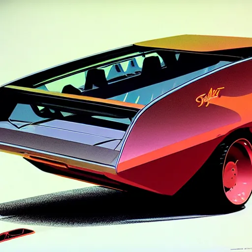 Image similar to concept art meat smoker car, illustrated by syd mead, high quality