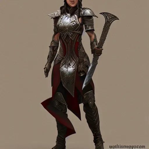 Image similar to a woman dressed in armor and holding a sword, concept art by senior character artist, polycount, fantasy art, polycount, concept art, zbrush