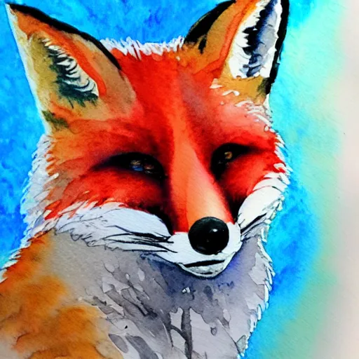 Image similar to fox, watercolor, psychedelic