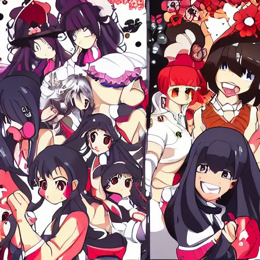 Image similar to Anime girls, illustrated by Studio Trigger