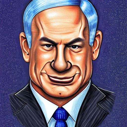 Image similar to benjamin netanyahu by todd schorr