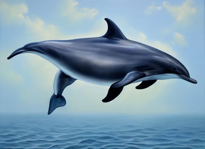 Image similar to a hyperrealistic painting of a bottlenose dolphin