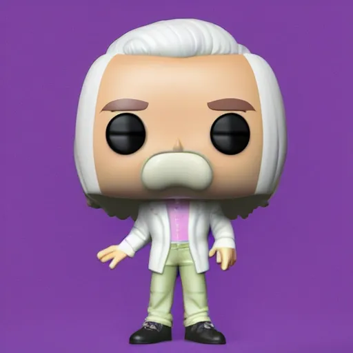 Prompt: a funko pop of jimmy saville. vray render. pastel colour background